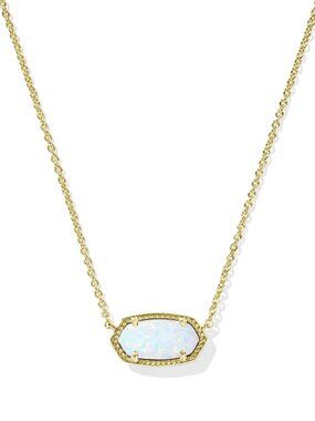 Elisa Gold Pendant Necklace in White Lab Grown Opal